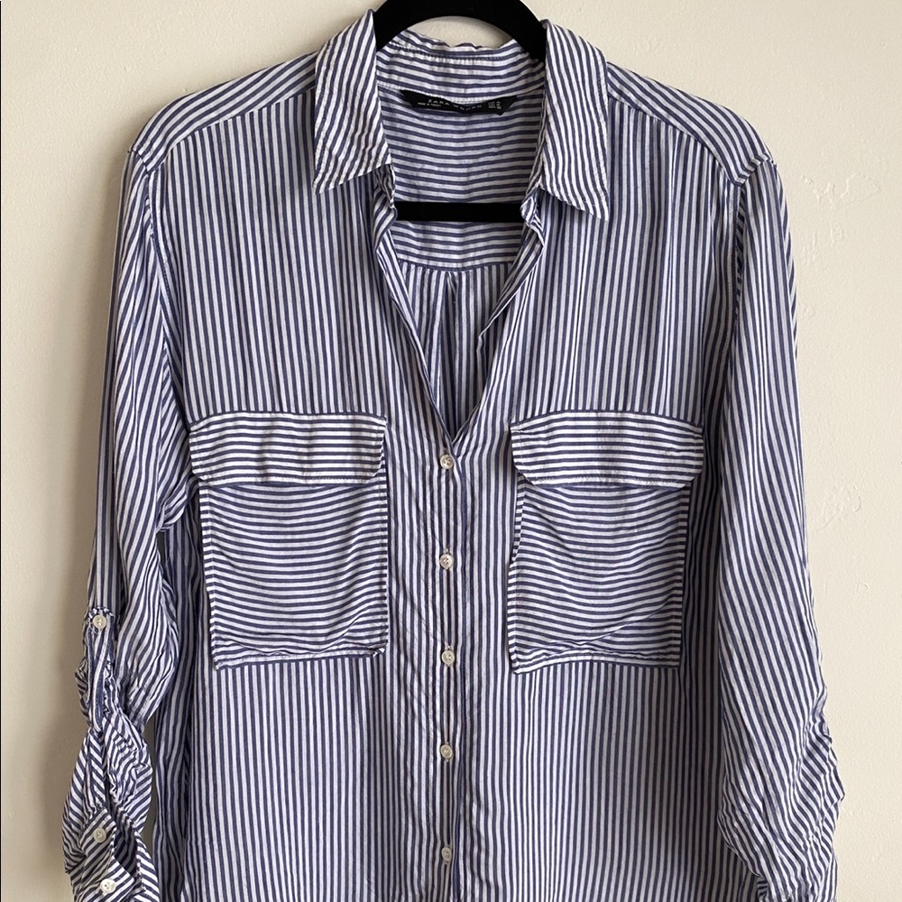 Striped Zara Shirt with Large Pockets